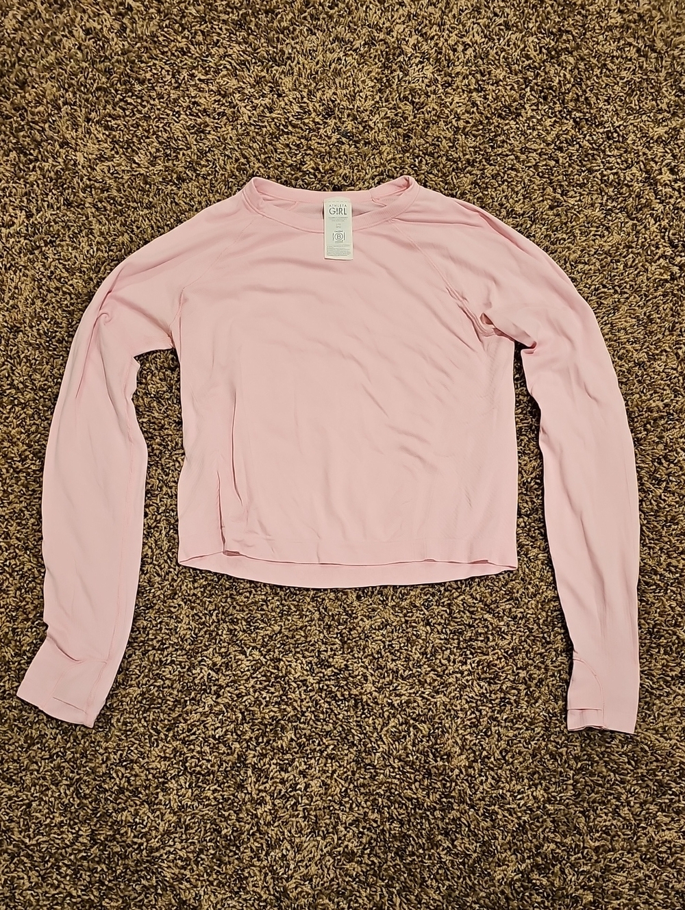 Athleta Light Pink Long-Sleeve Crew Top. Back To School. Girls Size 12. Like New
